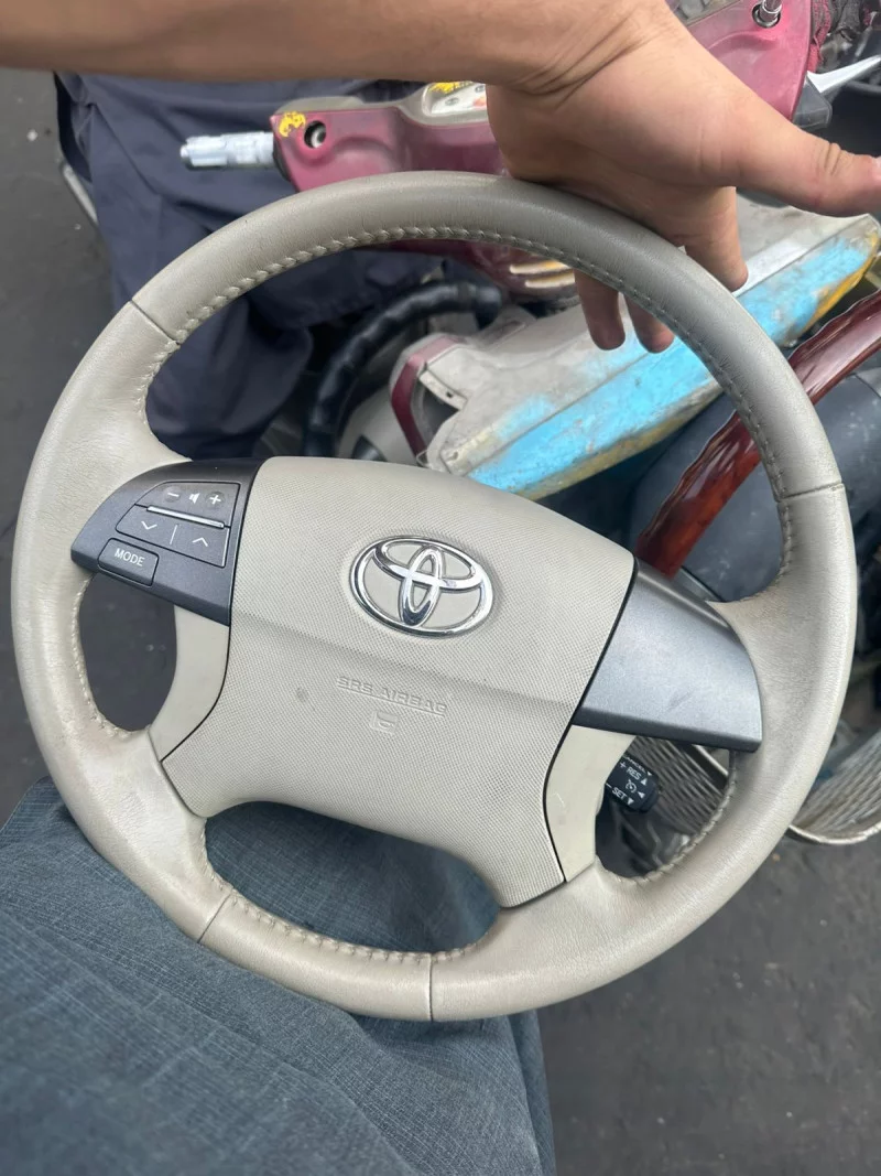 Beige Multifunction Leather Steering Wheel For Estima/ Previa& More
