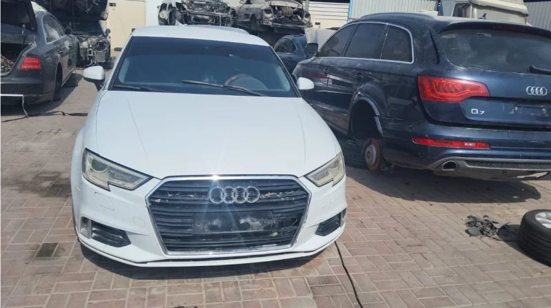 Audi A3 Sedan 2018 2020 White Breaking For Parts Including Body Parts in Al Salama, Umm Al Quwain Dismantles